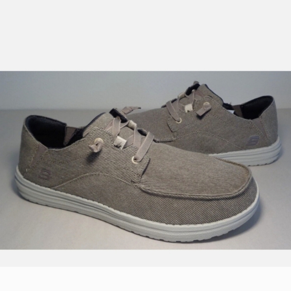 NWT Skechers Men Air Cooled Memory Foam Canvas Slip-On Brown Size 8 - Picture 4 of 6
